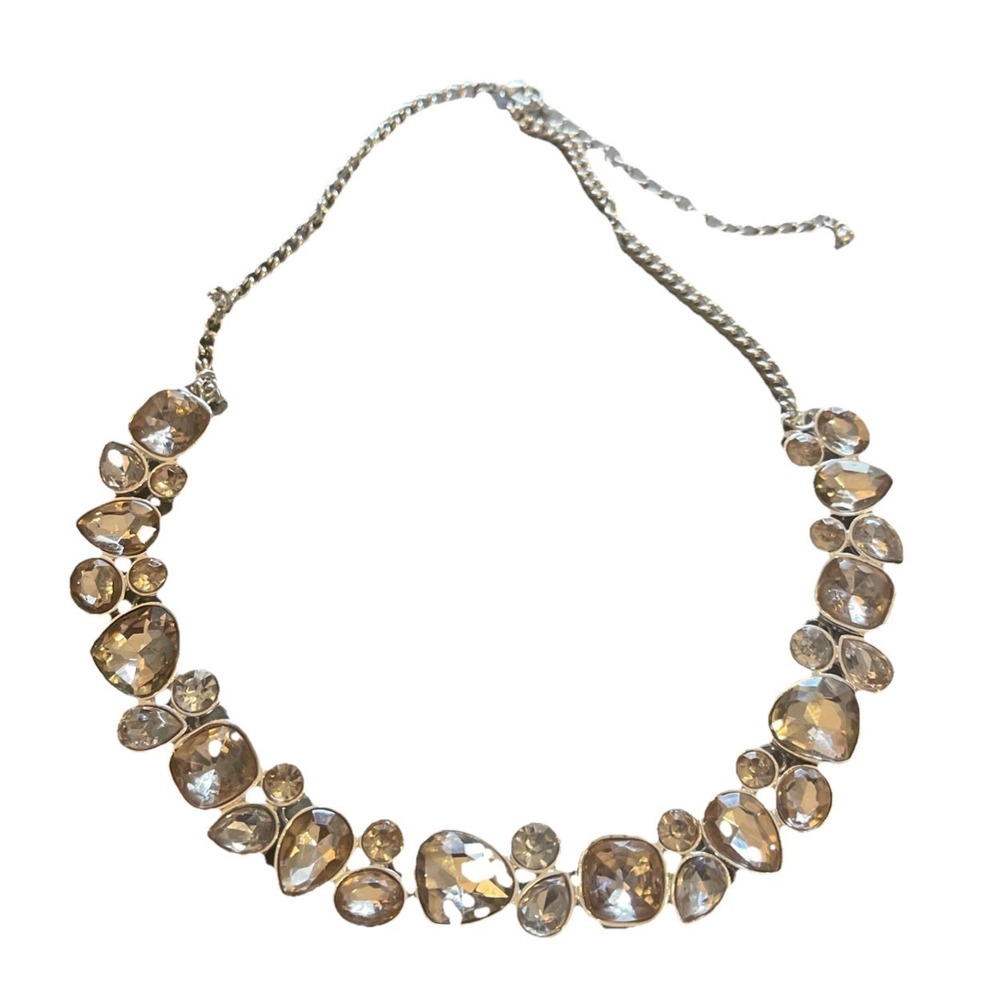 Glass Beaded Necklace Choker Silver‎ Bling Costume